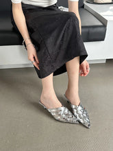 LBSFY  -  Black Silver Gold Women Slippers Pointed Toe Hollow Design Summer Outside Mules Shoes Thin Low Heels Casual Party Pumps Slip On